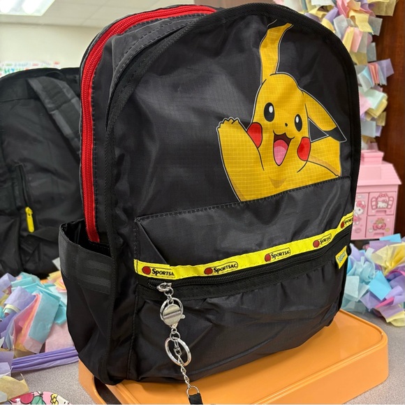 Pokemon Other - Pikachu Black Backpack with Red Poke Ball Charm Coin Pouch